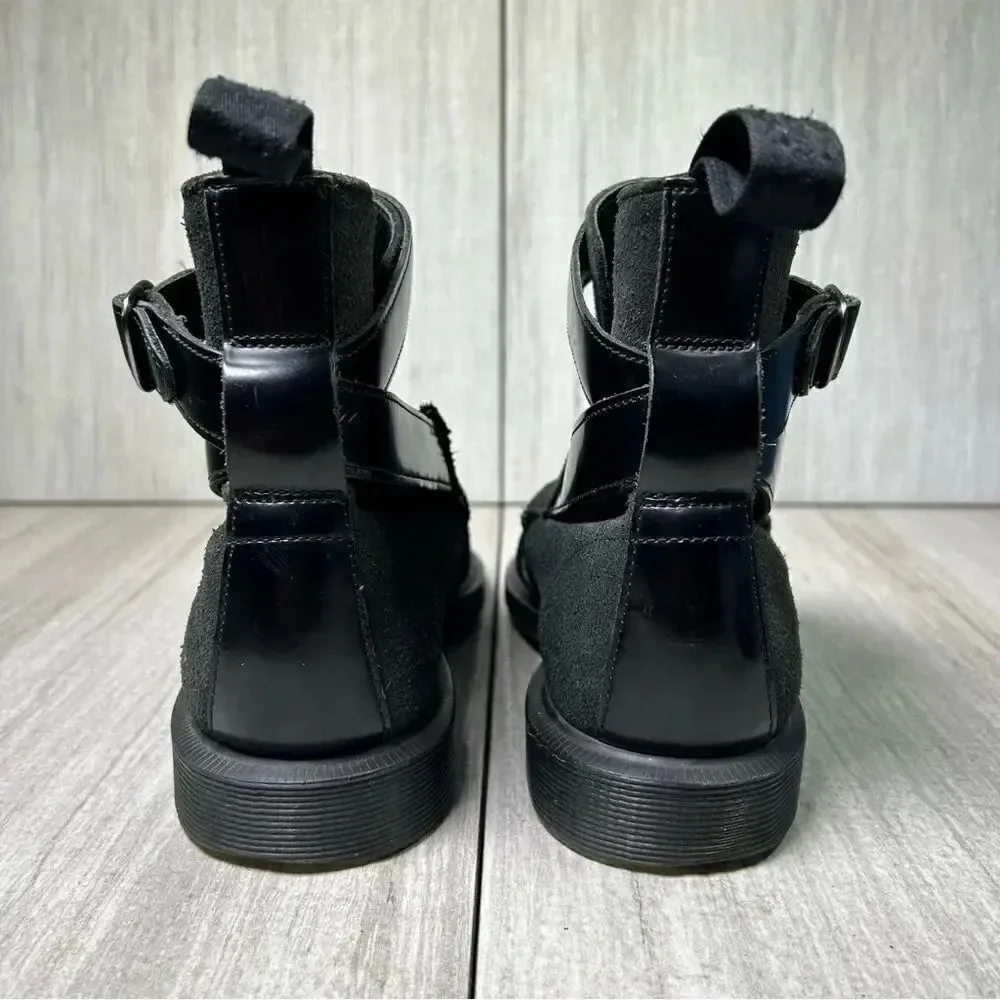 RARE Dr. Martens Docs Teresa Black Suede Leather Buckle Boots Women’s Size 6 - Picture 7 of 10